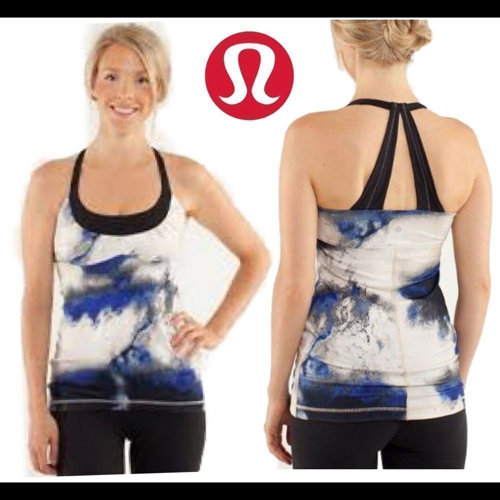 Lululemon scoop me up tank in Milky Way blue and black Sz 6